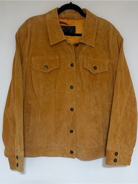 Terry Lewis Vintage Orange Suede Leather Women’s Trucker Jacket Size 2X